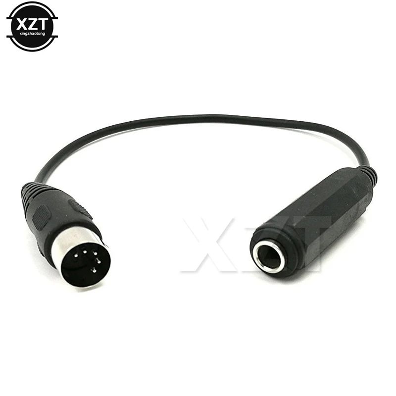 MIDI 5-Pin Din Male to Monoprice 6.35mm (1/4 Inch) Female TRS Stereo Audio Extension Cable for MIDI keyboard 30cm
