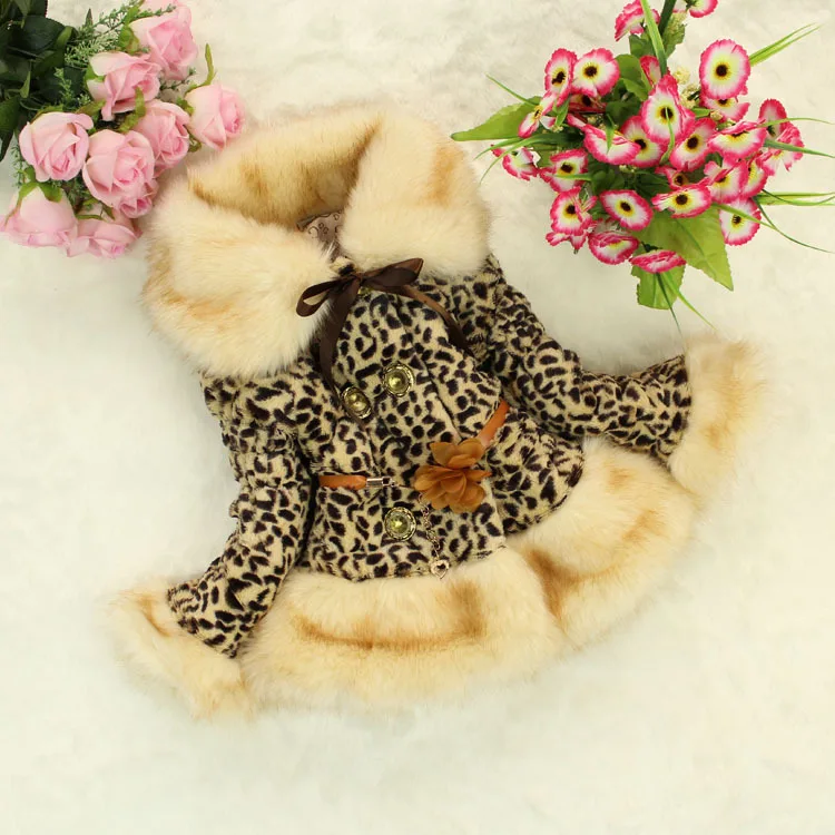 Прямая, леопардовое пальто с воротником из искусственного лисьего меха для девочек, одежда с бантом, осенне-зимняя одежда верхняя одежда для малышей, платье, куртка - Цвет: style 12