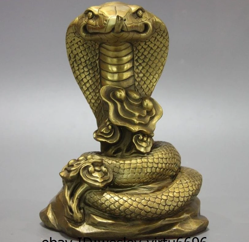 Китай Народная Чистая латунь медь Fengshui Богатство счастливый Зодиак фу кобра