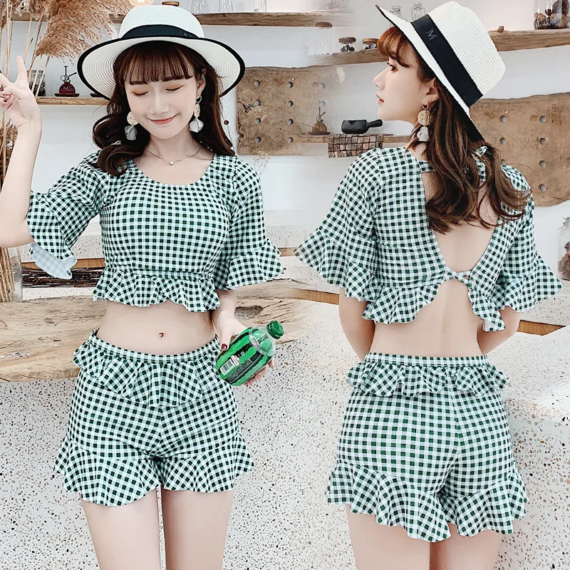 

2019 New Women Plaid Two Pieces Bikinis Sets Swimwear Biquinis Tankinis Summer Sexy Bathing Suits Swimming Beachwear Swimsuit