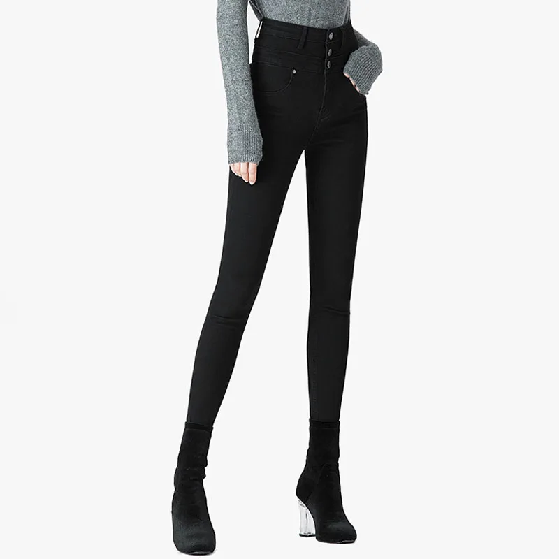WQJGR Spring And Autumn High Waist Jeans Women Feet Pencil Black and Gray Elastic Women Jeans Long Pants Women WQJGR Spring And Autumn High Waist Jeans Women Feet Pencil Black and Gray Elastic Women Jeans Long Pants Women