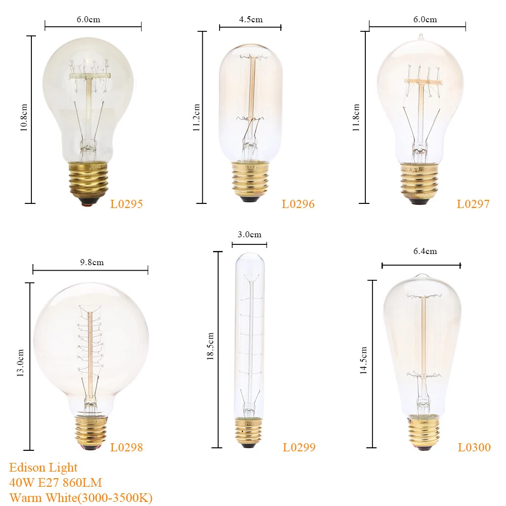 Античный Ретро винтажный 40 Вт лампа E27 220 В лампы накаливания белка-клетка накаливания лампа теплый белый свет