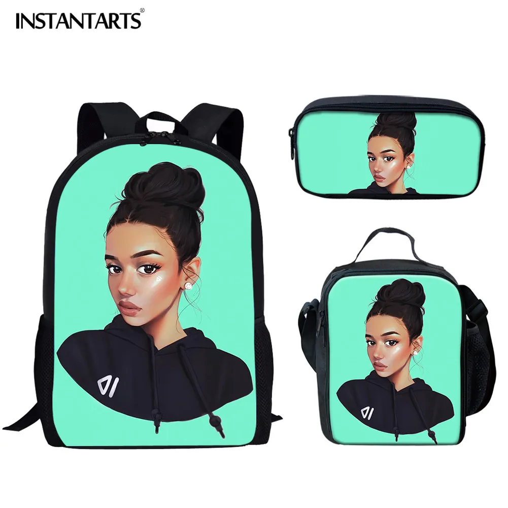 INSTANTARTS уникальная черная школьная сумка для девочек-подростков с волшебным