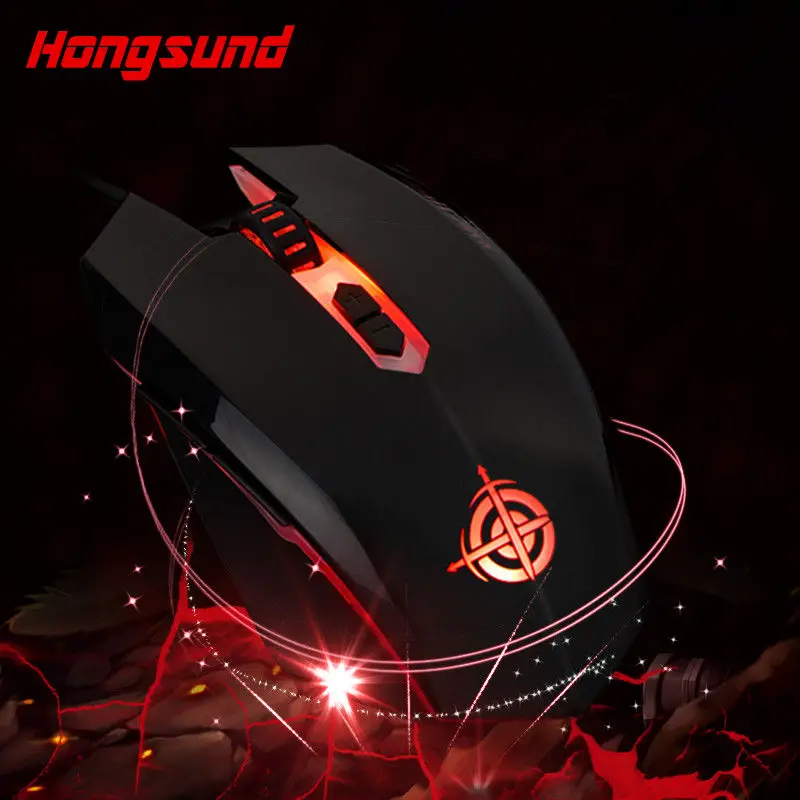Проводная игровая мышь Hongsund USB оптическая светодиодная геймерская 4000 DPI с 6