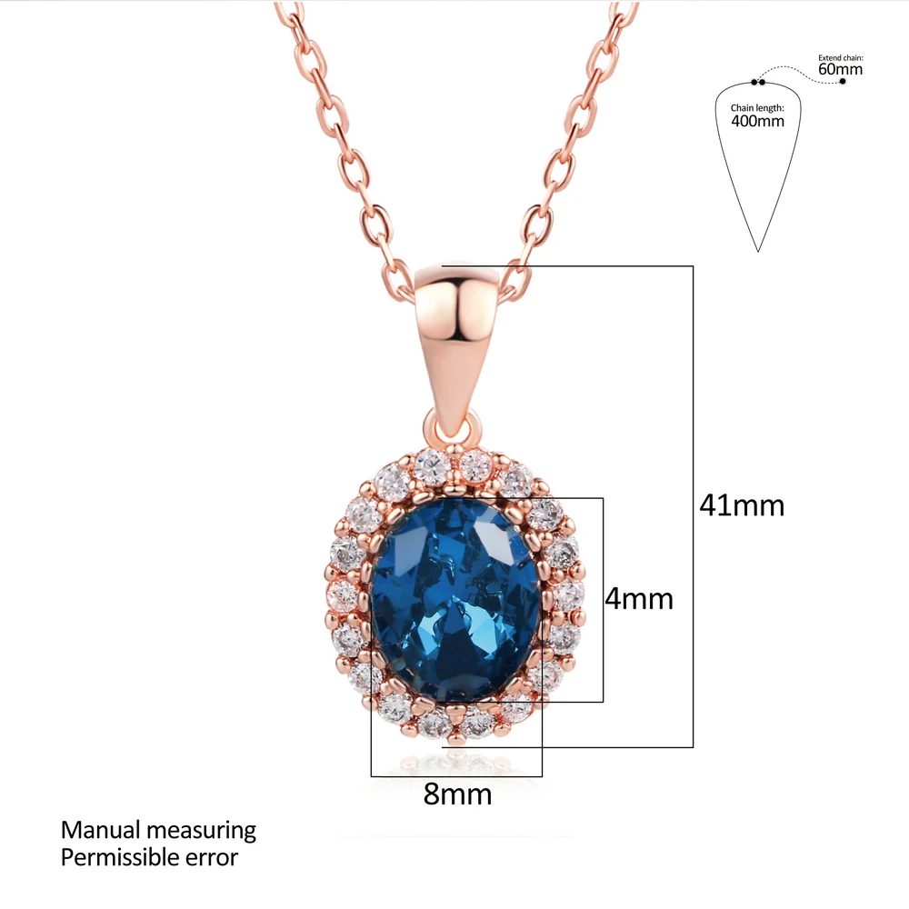 ZHOUYANG высокое качество ZYS109 Розовое золото Цвет Синий австрийский кристалл ювелирный набор с 2 шт 1 кольцо+ 1 ожерелье