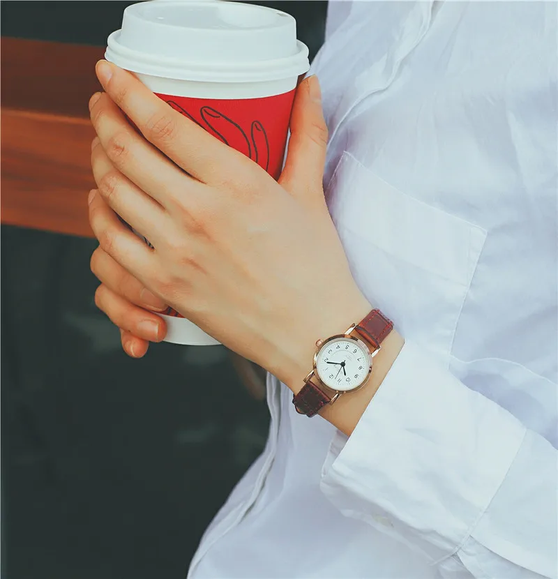 Женские часы с кожаным ремешком розовое золото|mujer|mujer reloj |