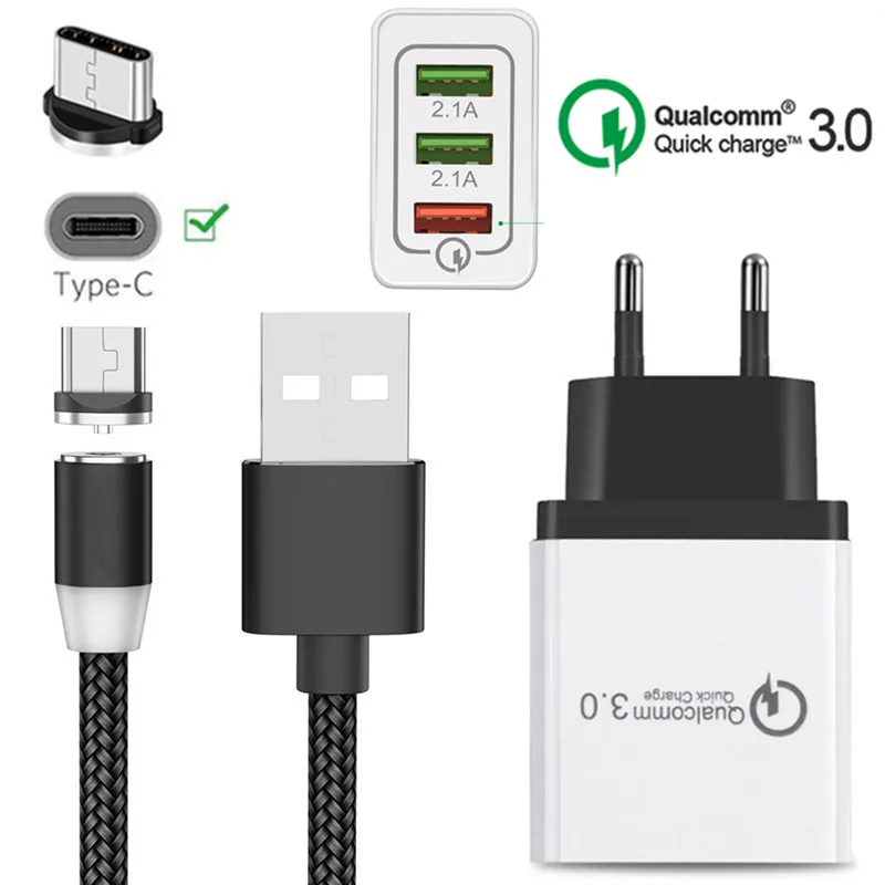 

Magnetic USB Cable For Samsung Galaxy S8 S9 S10 M40 A70 A50 A30 A20E A3 A5 A7 2017 Type C Magnet Charge Wire QC 3.0 Fast Charger