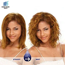 Black Brown Blonde Wet and Wavy Brazilian Hair Weave Short Bob Style Wet Kiss Hair Dry Yaki Straight Wet Curly Human Hair