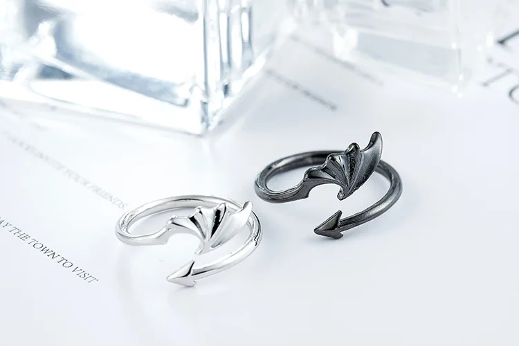 DreamySky Настоящее чистое 925 пробы серебро Демон кольца крылья для женщин палец кольцо красивые ювелирные изделия Прямая поставка