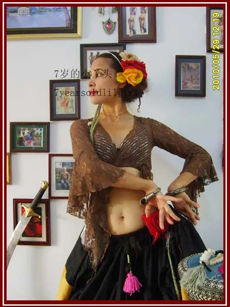 

Lace belly dance top flamenco dance top korea lace 7taper flare Blouse Top DI16