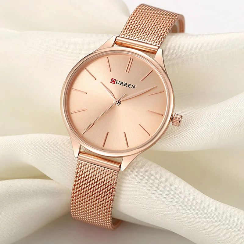 

CURREN New Women Watches Luxury Wrist watch relogio feminino Clock for Women Milanese Steel Lady Rose Gold Quartz Ladies Watch