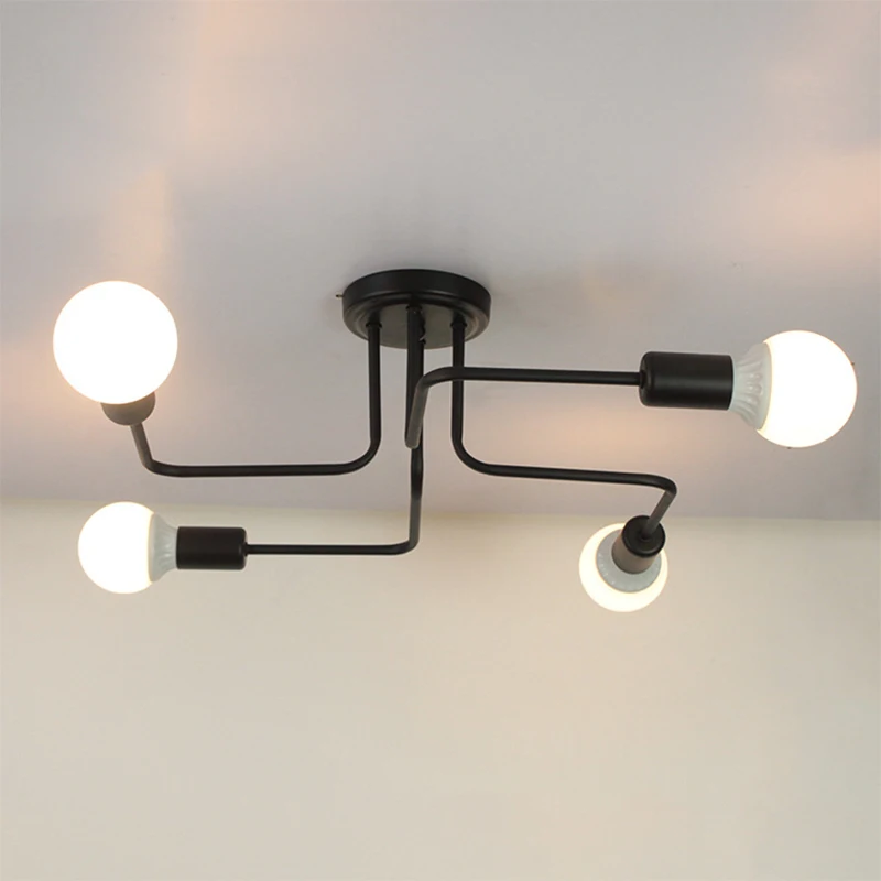 Черные железные потолочные светильники 4/6/8 головок ветвления люстра ...