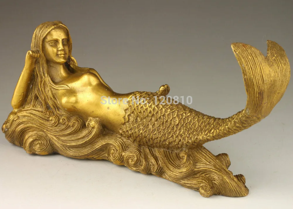 

Vintage Collection Unique Spiritual Brass Casting Vivid Mermaid Statue
