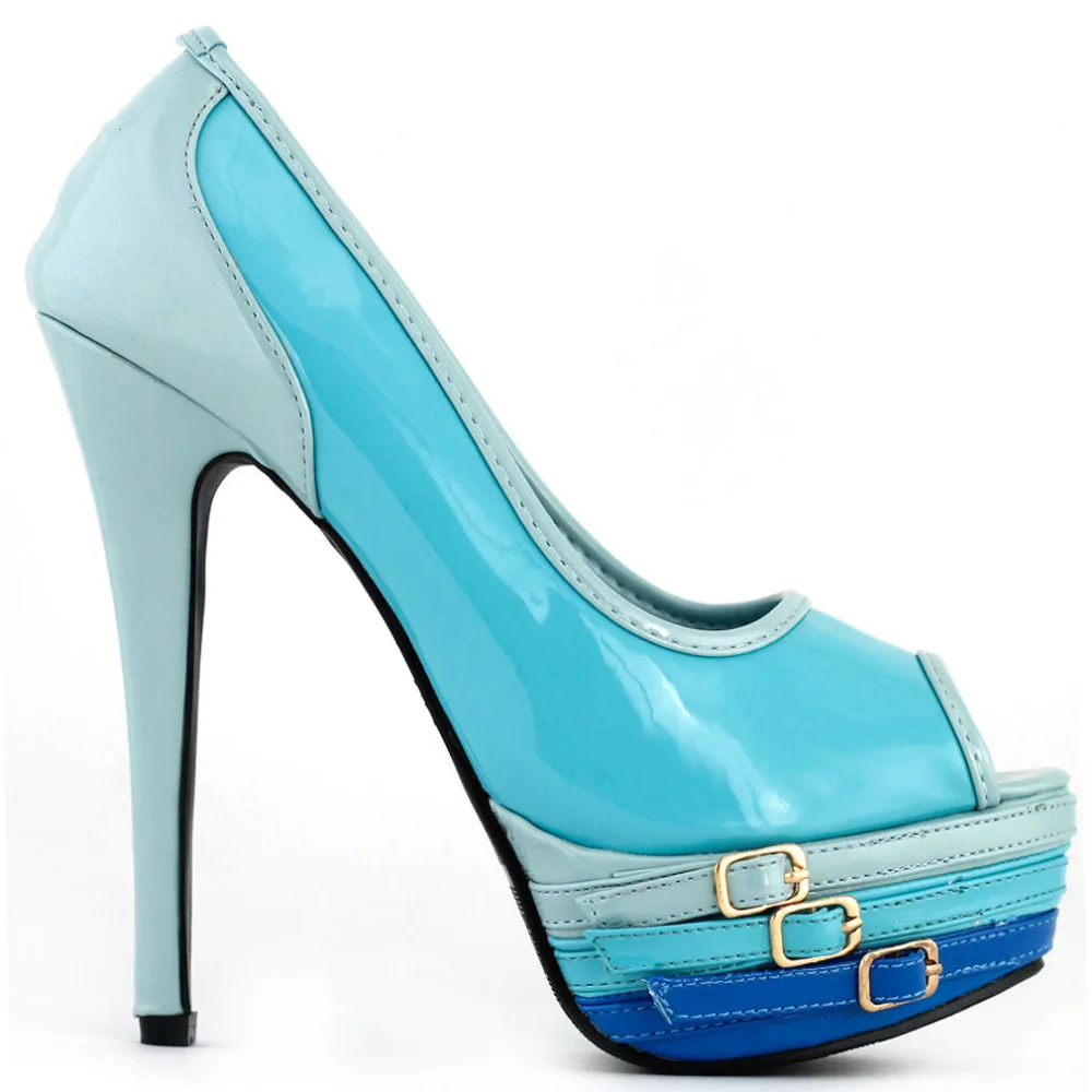 

LF80823 Hot Peeptoe Strappy Buckle Platform High Heel Stiletto Pumps