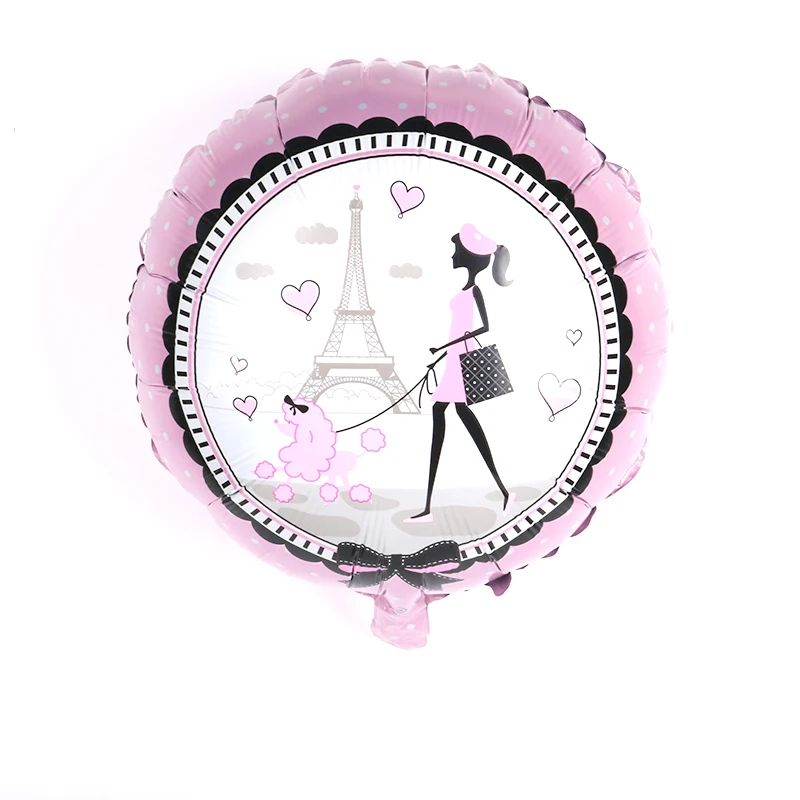 

New! 10pcs 18 inch printed Paris girl Eiffel Tower foil balloons Girls birthday party Wedding Valentine's Day decoration balls