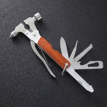 Многофункциональный молоток для выживания цвет древесины спасательный Молот из нержавеющей стали молоток безопасности многофункциональное изделие инструмент