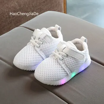

Fashion new children's shoes lightweight with light breathable mesh shine LED shoes baby sports toddler kids luminous shoes