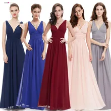 Bridesmaid Dresses Ever Pretty EP09016 Double V Burgundy Elegant Long Formal Wedding Bridesmaid Dresses for 2019 Vestido Dresses