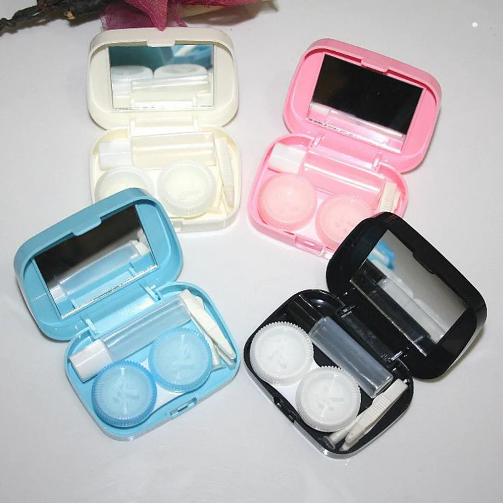 

New 1pc Random Color Lenses Glasses Box Small bag Contact Lens Case With Tweezers Bottles Sticks SE15