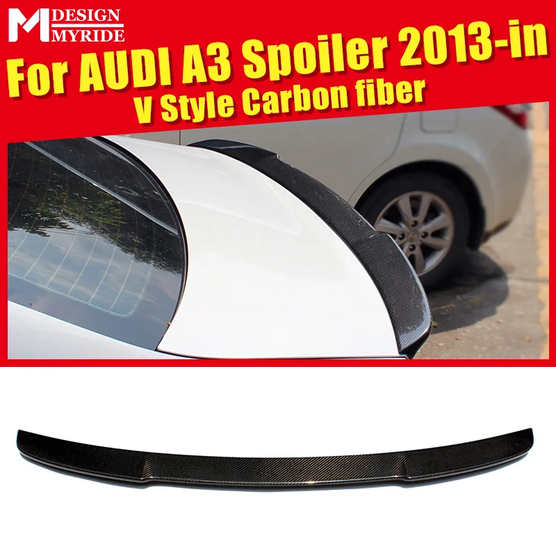 

For Audi A3 A3Q Carbon Rear Spoiler A3 Big V Style Carbon rear spoiler Rear trunk Lid Boot Lip wing car styling Decoration 2013+