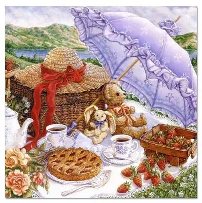 

14/16/18/27/28 Top Quality Beautiful Lovely Counted Cross Stitch Kit Romantic Bear family after tea Woman Lady Girl