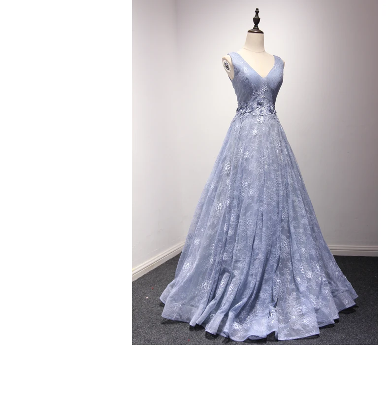 Женское длинное вечернее платье кружевное с V образным вырезом лето 2020|robe de soiree|lace