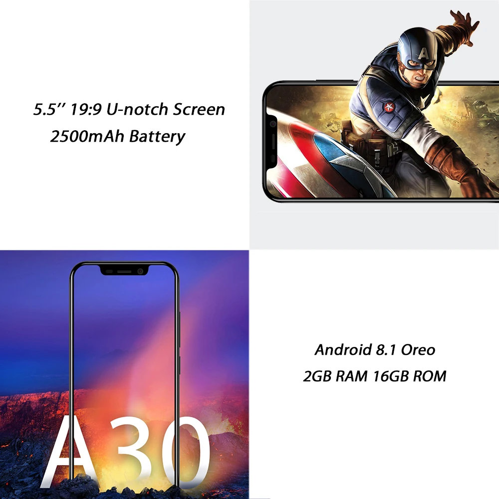 Смартфон BLACKVIEW A30 Android 8 1 Face ID камера 5 МП дисплей 'ཏ: 9 2 + 16 ГБ мобильный телефон 3G