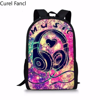 

New Hot Printing Headphones Students School Bags Kids Mochila Infantil Pink Cute Girls Children Backpack for Boys Curel Fancl