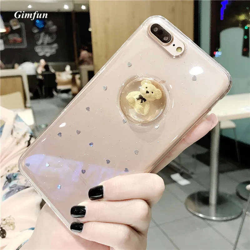 Чехол для телефона Gimfun Lovely Bear Liquid Ball Iphone 7 мягкий блестящий чехол из ТПУ 6s 7plus 8 Xs max