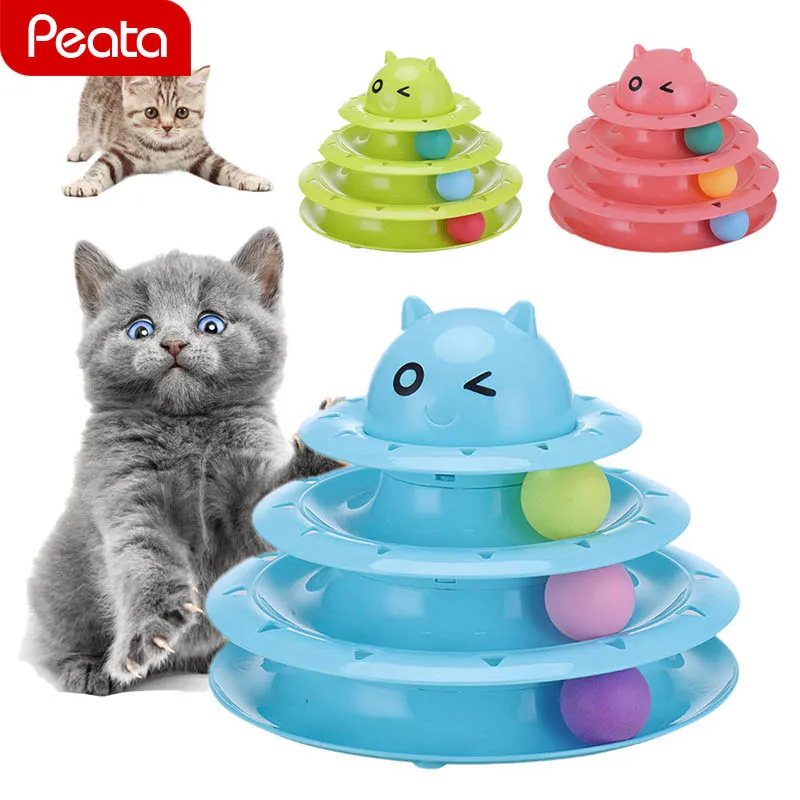 

Toy for Kitten Crazy Ball Disk Funny 3 Layers Cat Toys Interactive Pet Turntable Amusement Plate Triple Play Dis Pet Supplies W