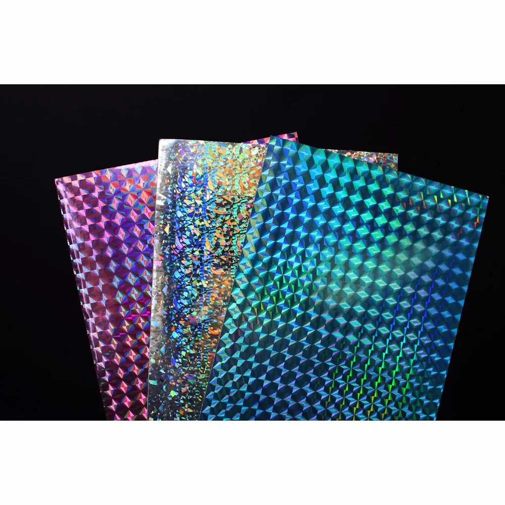 

Tigofly 6 pcs 3 colors 10X21cm Holographic Adhesive Film Flash Artificial Fish Skin DIY Jig Sticker Hard Baits Lures sticker