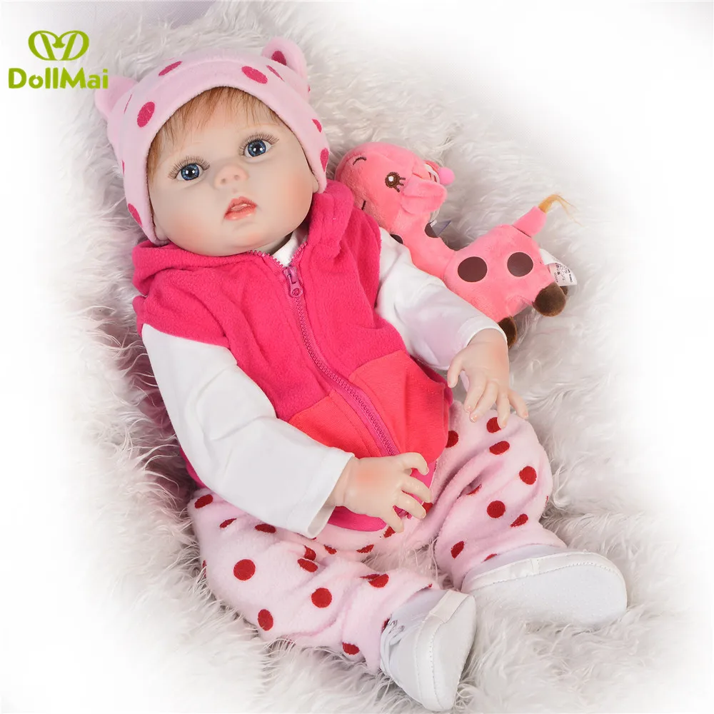 2" полный Силиконовый reborn baby куклы-игрушки для девочек для детей подарок bebes возрожденная менина bonecas может купаться с Одежда с жирафом набор
