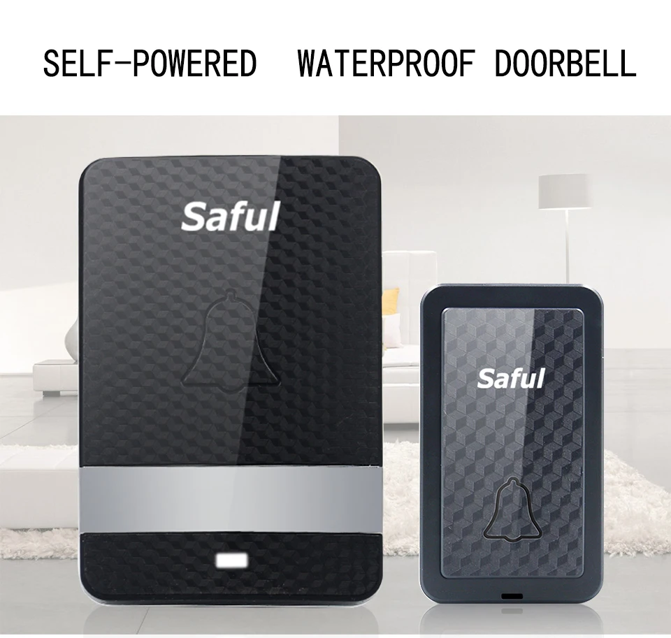 self powered Waterproof Wireless DoorBell night light sensor no battery EU plug smart Door Bell 1 2 button 1 2 Receiver (12)