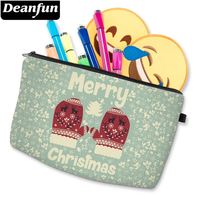 Deanfun Cosmetic Bags 3D Printed Christmas Gloves Cute Gift for Girls