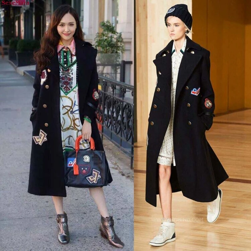 SexeMara/осеннее и зимнее длинное пальто в стиле милитари с вышивкой|style coat|long military
