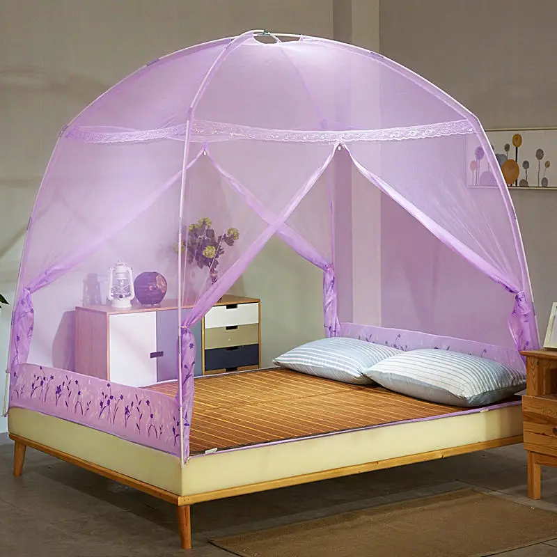 1,7 м высота, высокое качество портативный складной москитная сетка юрта вставка сетка для взрослых кровать навес дети Moustiquaire складная палатка кровать сетки - Цвет: pueple