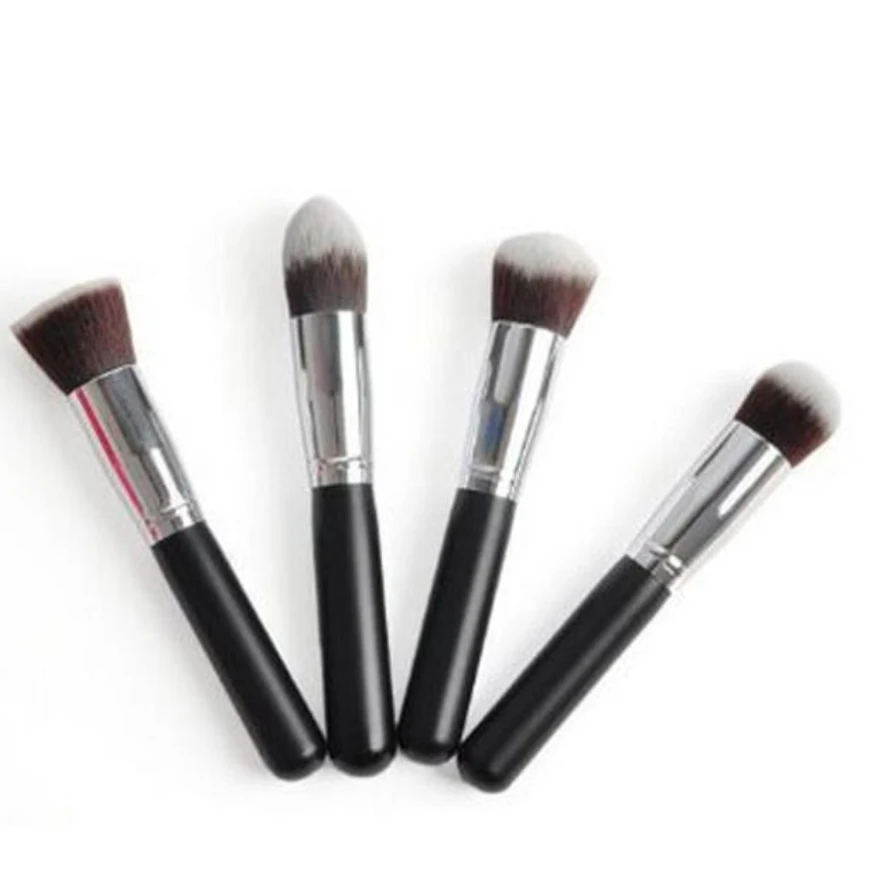 

4 Pcs Black Synthetic Kabuki Flat Foundation Brush Single Makeup Cosmetic Brush