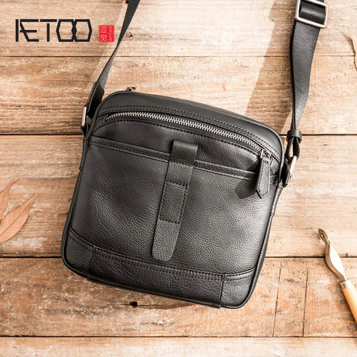 AETOO New leather shoulder bag difference bag male casual retro men's suede leather soft leather - Цвет: 1
