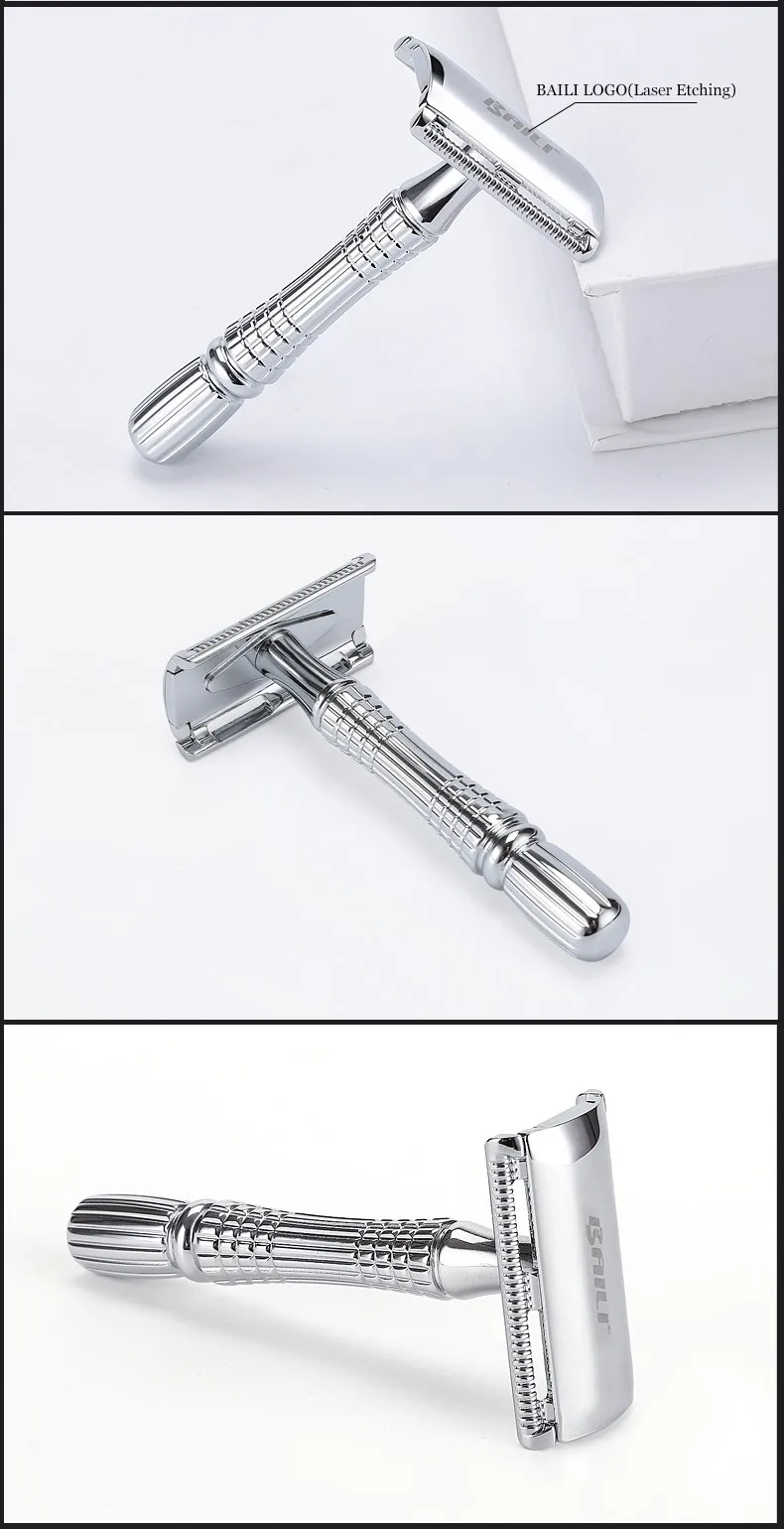 BAILI Upgrade Wet Shaving Safety Blade Razor Shaver Handle Barber Men's Manual Beard Hair Care +1 Travel Case BD176 BAILI Upgrade Wet Shaving Safety Blade Razor Shaver Handle Barber Men's Manual Beard Hair Care +1 Travel Case BD176
