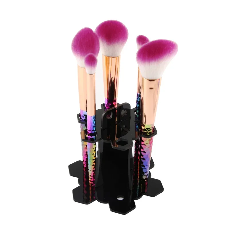 

Chic Makeup Stand Acrylic Tree Shape Brush Dryer Airing Holding Pen Organize Display Showing Rack 6 Holes