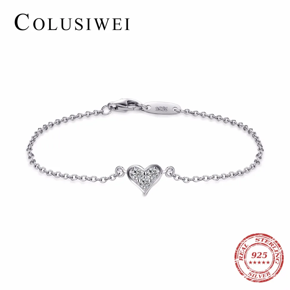 

Sale Hot 2019 New Design Heart CZ Bracelet Fashion Wedding Lady Classic Real 925 sterling silver Crystal Romantic Jewelry