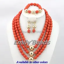 Нигерийские коралловые Бусины Ювелирные наборы розовая африканская бижутерия наборы индийское ожерелье для невесты Ювелирные наборы CJ235