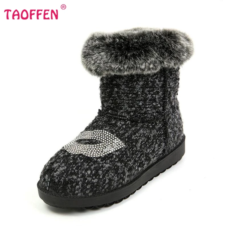

New Snow Boots Women Winter Ankle Boots Fashion Bowtie Woman Warm Fur Lady Brand Round Toe Flats Comfort Shoes Woman Size 35-39