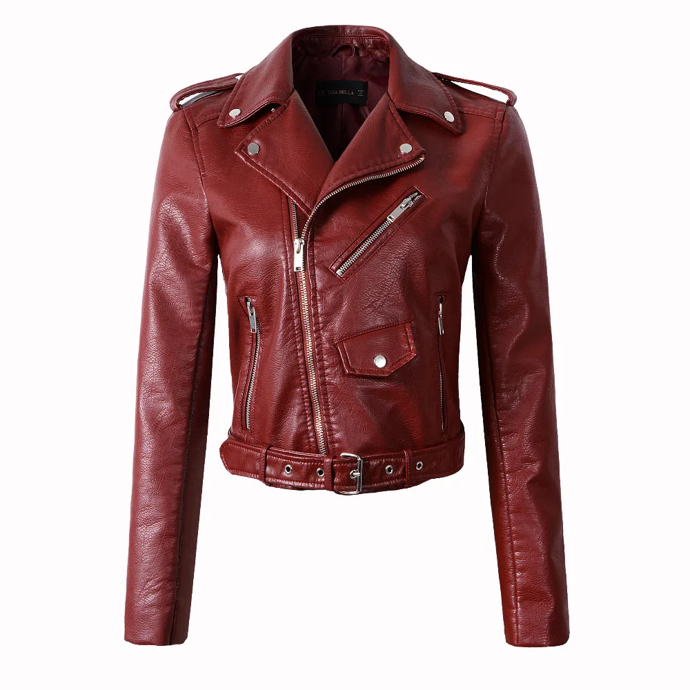 New Arrival 2018 brand Winter Autumn Motorcycle leather jackets yellow leather jacket women leather coat slim PU jacket Leather