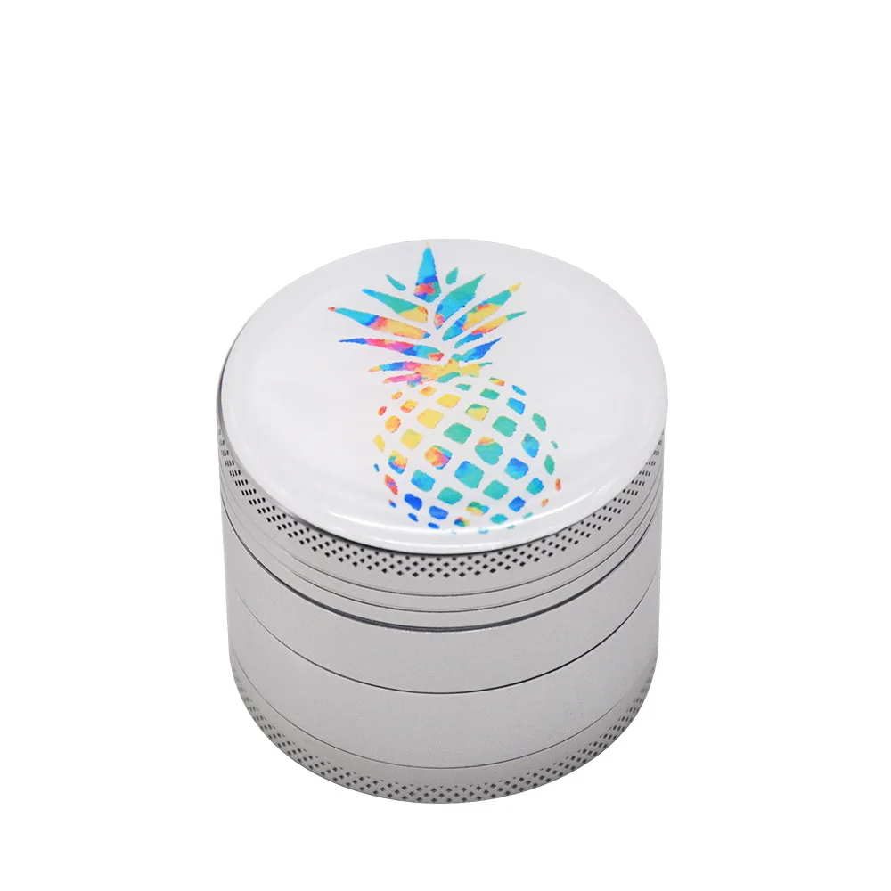 

Pineapple Sticker Premium Aluminum Metal Herb Grinder With CNC Diamond Teeth 50MM 4 Pieces Tobacco Weed Grinder Herbal Miller