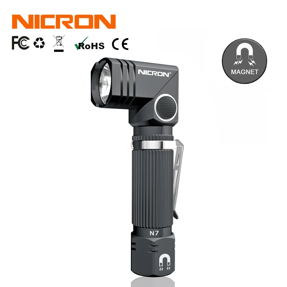 NICRON Dual Fuel 90 Degree Twist Mini Corner LED Flashlight With Magnet Bottom Waterproof IP65 For Outdoor Maintenance Use N7