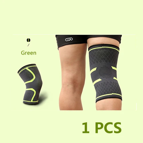 1 шт., для взрослых, бега, велоспорта, спортивные наколенники, дышащая повязка, наколенники, силикагель, Нескользящие, спортивные, компрессионные наколенники - Цвет: Зеленый