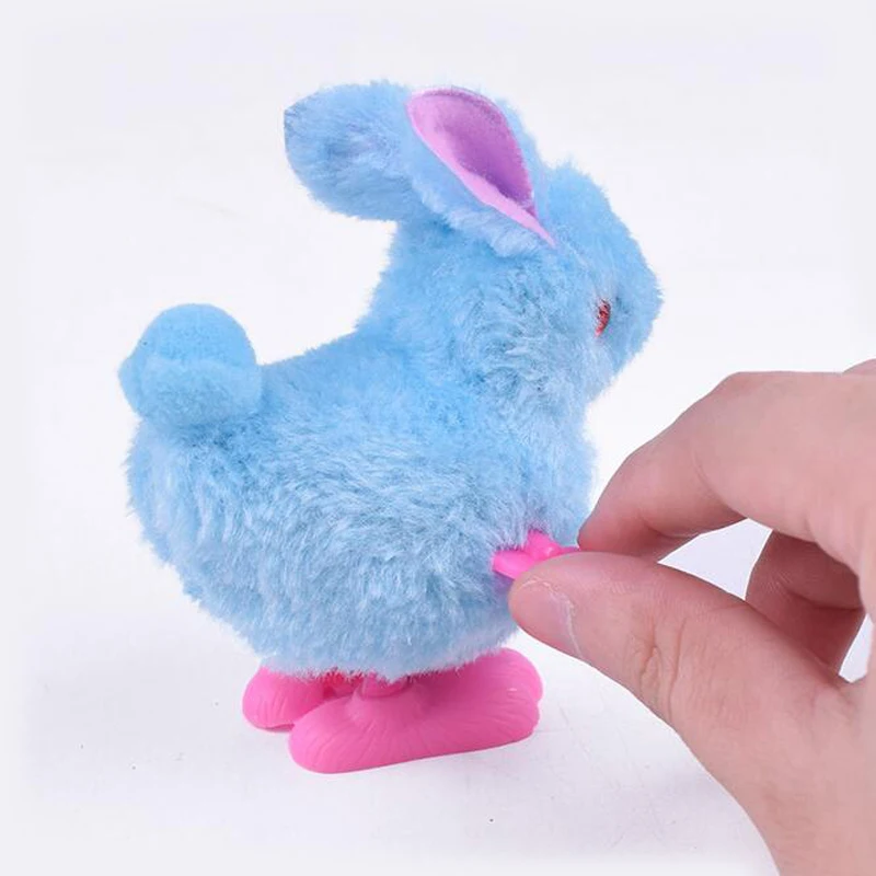 Plush Plastic Jumping Rabbit Clockwork Wind-Up Mechanical Toys Kids Funny Game 