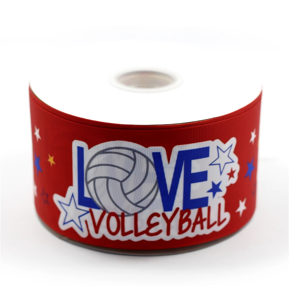 75mm Grosgrain Ribbon I Love Volleyball Printed Ribbon Handmade Sports