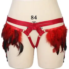 Укороченный топ с перьями и подвязками, пояс, ремни размера плюс, сексуальные трусики с вырезами, в стиле панк, готика, нижнее белье, танцевальная одежда для женщин